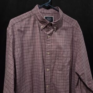 Charles Tyrwhitt Men Sz XL Mauve Grid Non-Iron Classic Fit Preppy Office Shirt